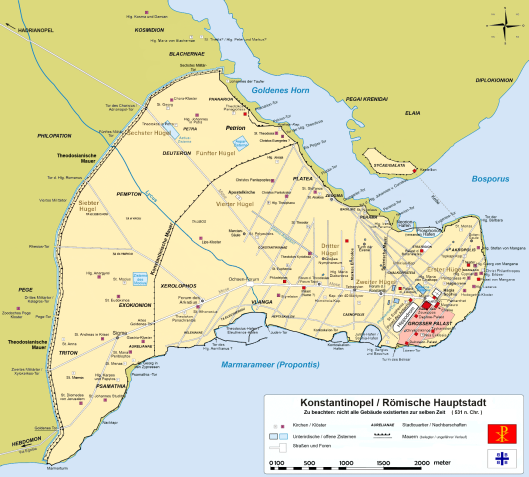 Stadtplan zu Konstantinopel - 531 n. Chr. -